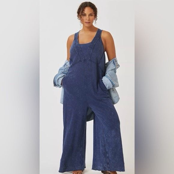 Daily Practice by Anthropologie The Palmra Sleeveless Jumpsuit Blue Size XL - Picture 1 of 16